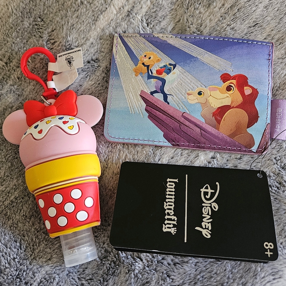 Disney Loungefly Cardholder & Minnie Mouse Ice Cream Hand Sanitizer + Holder